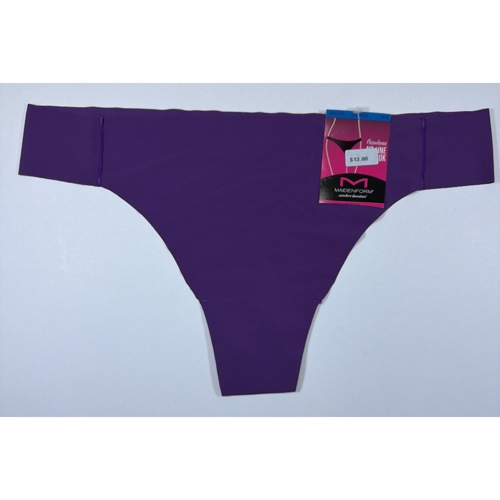 MAIDENFORM Flawless No Line Look Purple Thong Panty Underwear Womens XL/8 NEW